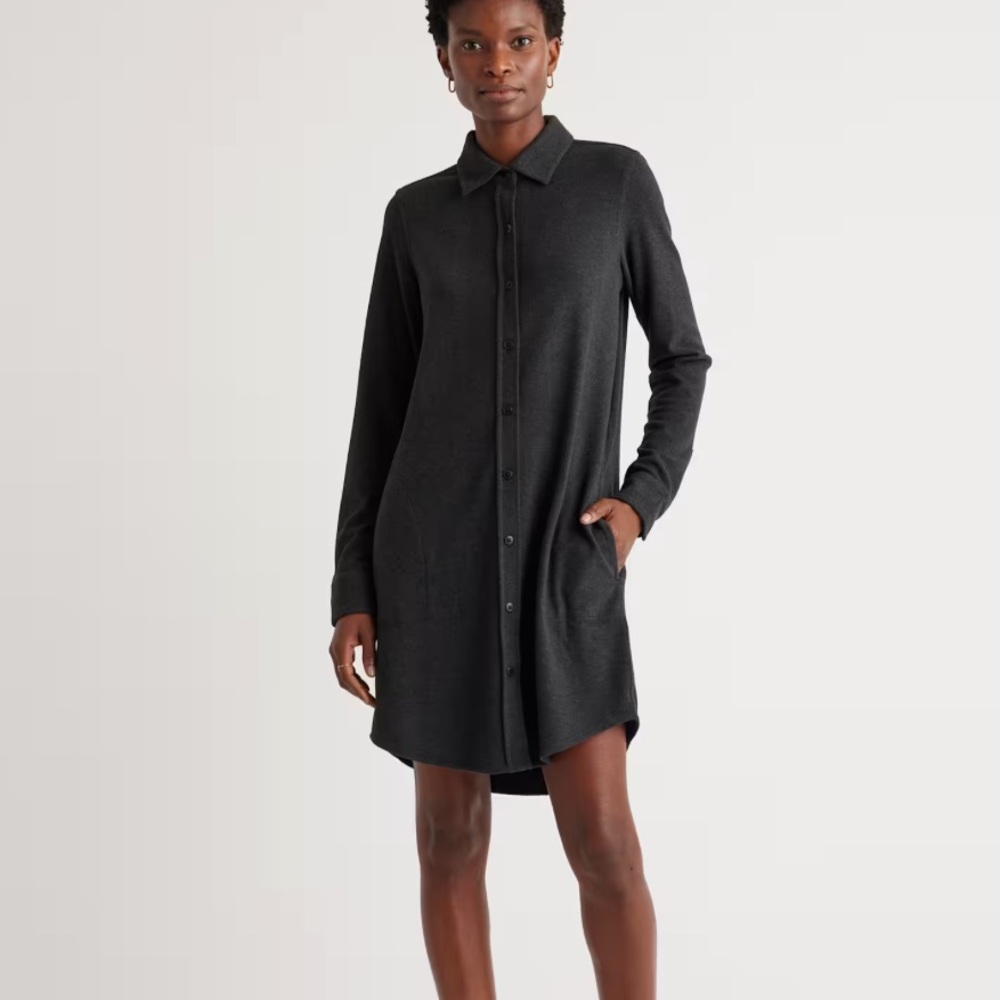Quince stretch sweater fleece shirtdress